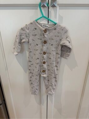 Rabbit + bear 6-9m woodland Print One-Piece